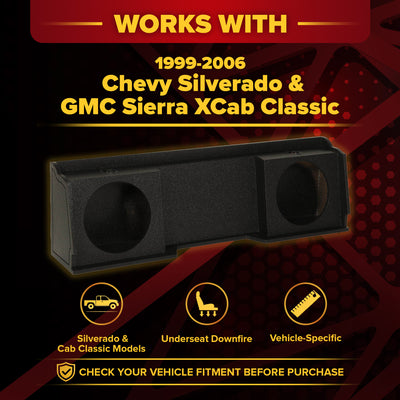 Q-Bomb GMC Chevy Silverado Ext Cab '99-06 Dual Two 12" Sub Box (Open Box)