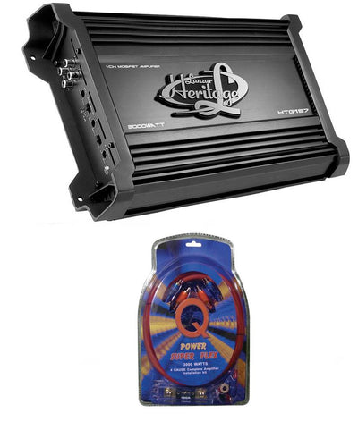 LANZAR 3000W Mono MOSFET Car Audio Power Amplifier Stereo 2 Ohm and Amp Kit