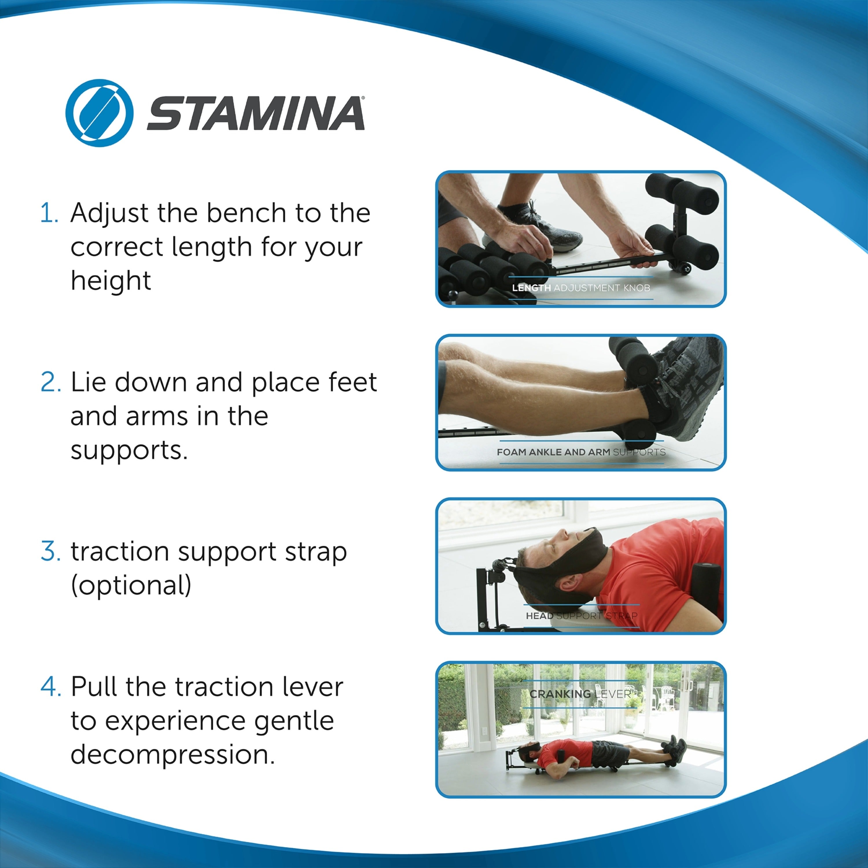 Stamina Products 55-1408 Inline Back Stretch Decompression Bench w/ Traction