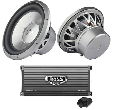 2) VM Audio EXW15 Elux 15" Car Subwoofer Subs 5200W + Boss Amp Mono Amplier