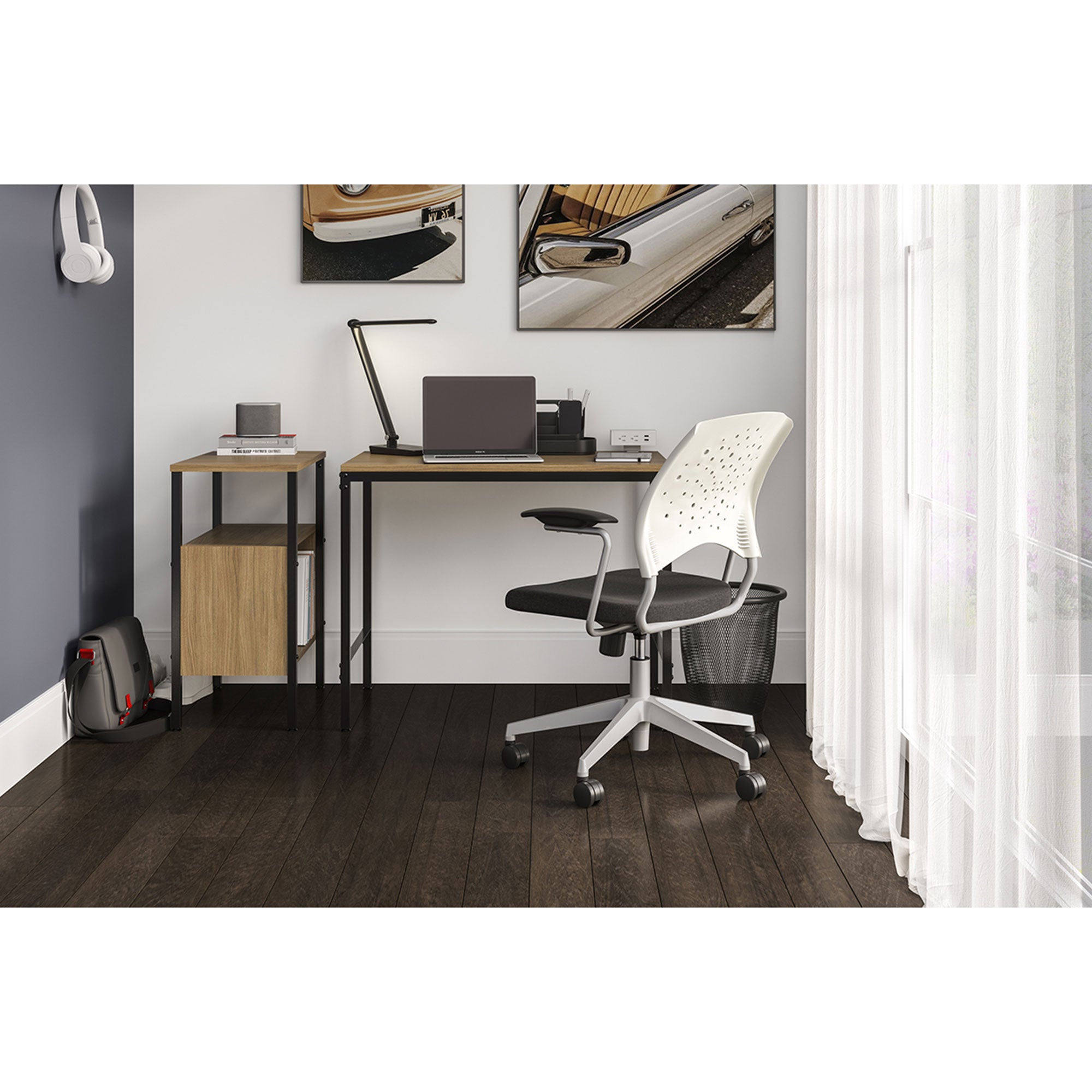Safco Simple Storage Space Saving Compartment Organizer Display Stand, Neowalnut