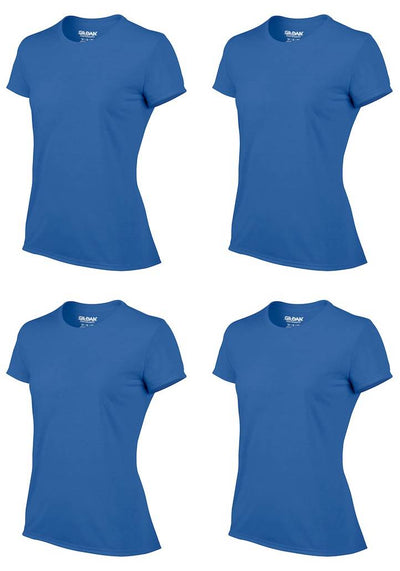 4) Gildan Missy Fit Womens Medium M Adult Performance Short Sleeve T-Shirt Blue