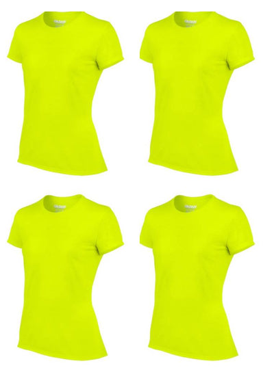 4 Pack New Gildan Missy Fit Womens XLarge XL Adult Short Sleeve T-Shirts Yellow