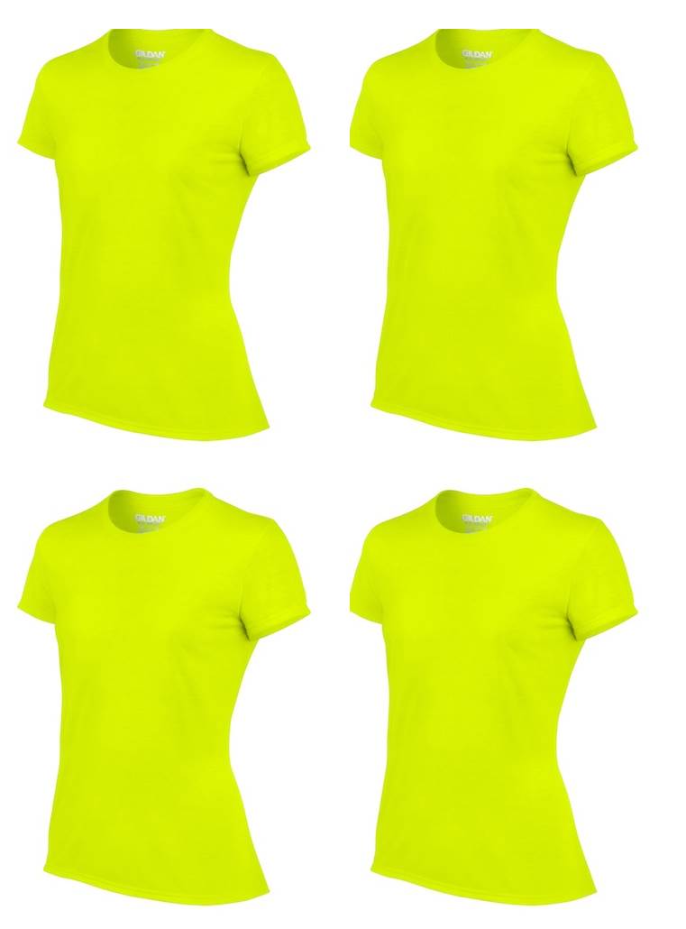 4 Pack New Gildan Missy Fit Womens XLarge XL Adult Short Sleeve T-Shirts Yellow