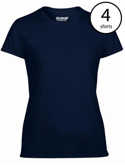 Gildan Missy Fit Women's X-Small Adult Short Sleeve T-Shirt, Navy (4 Pack) - VMInnovations