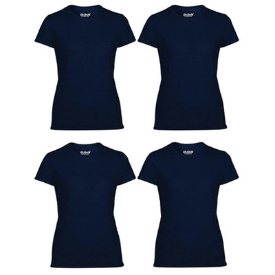 Gildan Missy Fit Women's Medium Adult Short Sleeve T-Shirt, Navy (4 Pack)