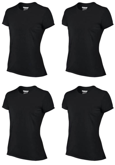 4) Gildan Dry Fit Womens Xlarge XL Adult Performance Short Sleeve T-Shirt Black - VMInnovations