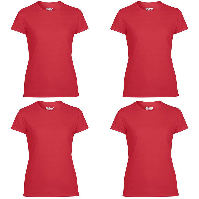Gildan Missy Fit Womens Large Adult Short Sleeve T-Shirt, Red (4 Pack)