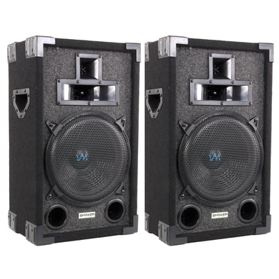 VM Audio VAS310P 1200 Watt 3 Way 10" DJ Passive Loud Speaker System PAIR - Used
