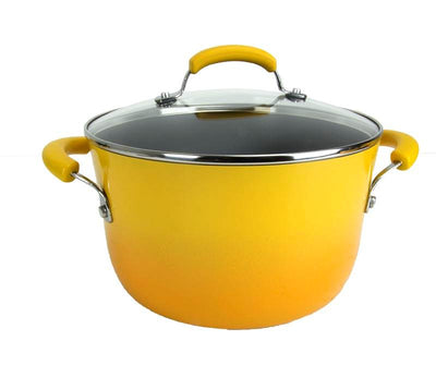 Rachael Ray 10-Piece Kitchen NonStick Hard Enamel Cookware Set Pots Pans -Yellow