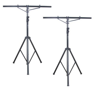 (2) AMERICAN DJ LTS-2 Aluminum Black Heavy Duty 12 Ft Tripod T-Bar Light Stands