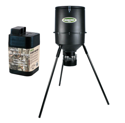 MOULTRIE 30 Gallon Programmable Pro Magnum BDH Tripod Deer Feeder w/ 6V Battery