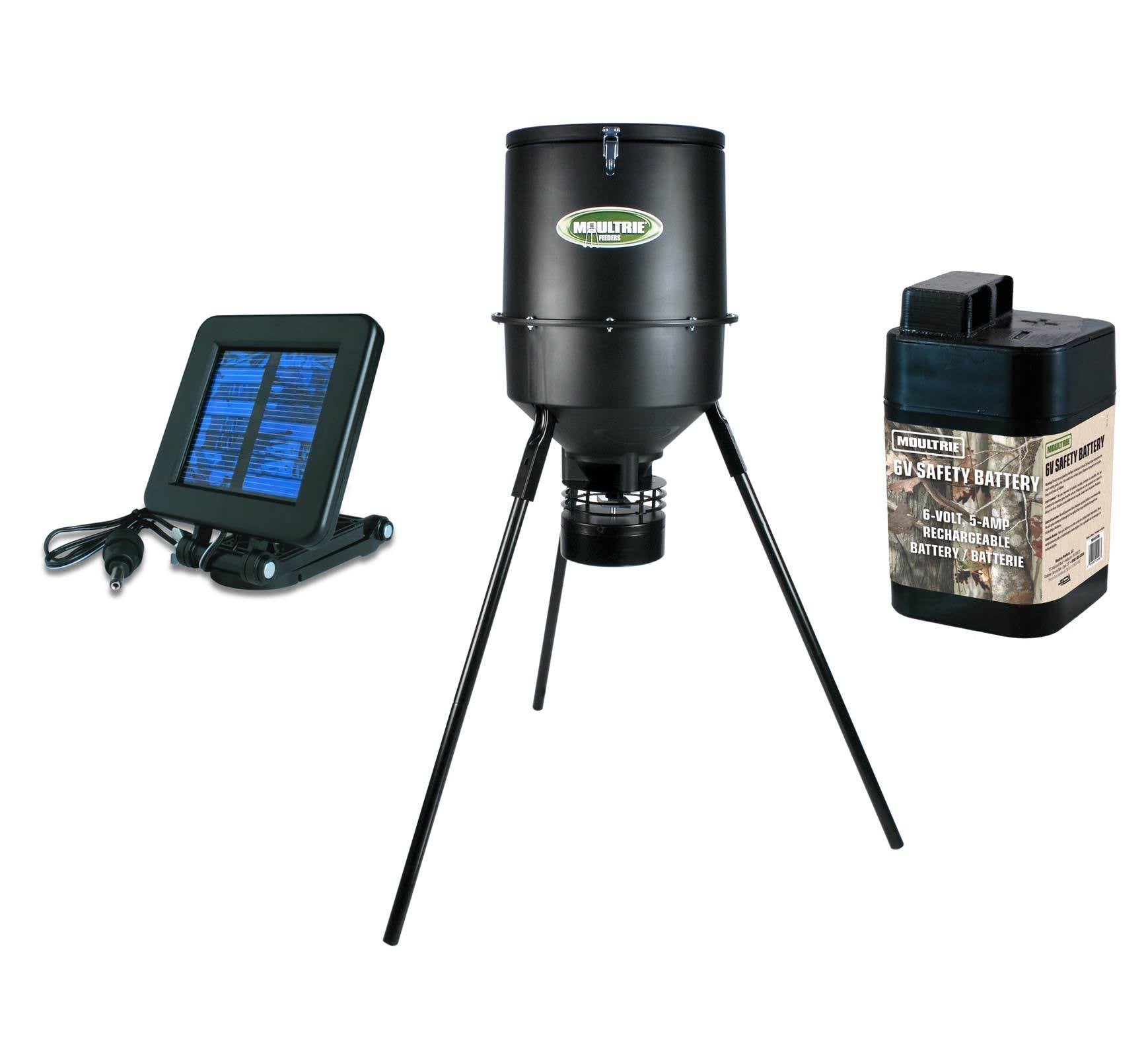 MOULTRIE 30 Gallon Pro Magnum BDH Tripod Deer Feeder w/ 6V Battery & Solar Panel