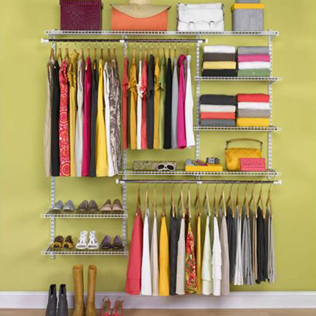 Rubbermaid 3-6 Feet Custom DIY Closet Organizer Deluxe Kit, White (Open Box) - VMInnovations