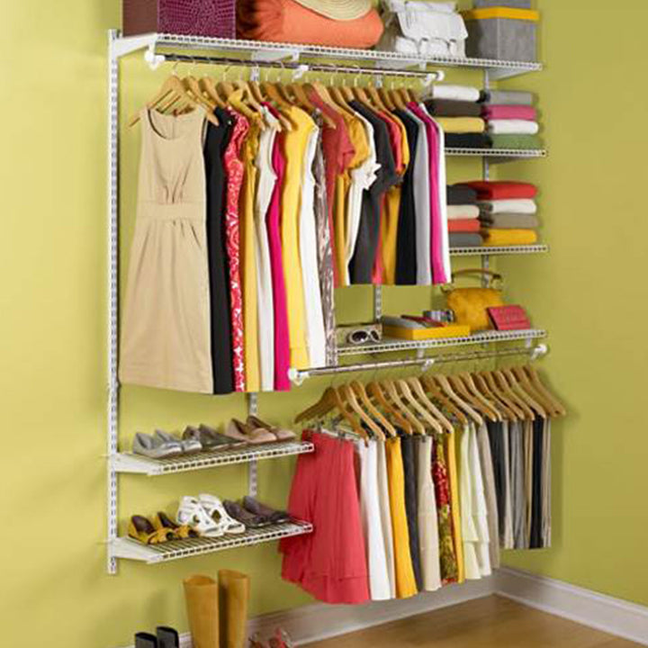 Rubbermaid 3-6 Feet Custom DIY Closet Organizer Deluxe Kit, White (Open Box) - VMInnovations
