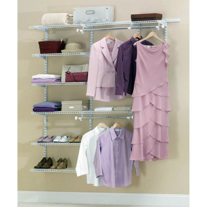 Rubbermaid 3-6 Feet Custom DIY Closet Organizer Deluxe Kit, White (Open Box)