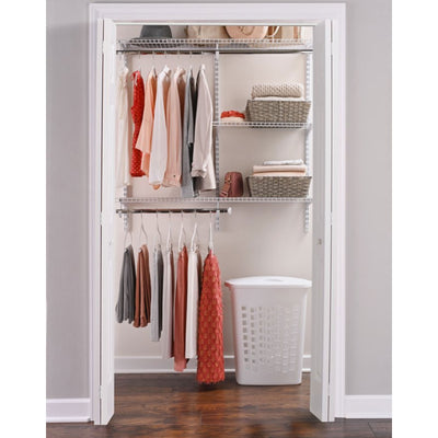 Rubbermaid Configurations 4-8 Feet Custom DIY Closet Organizer Kit, White (Refurbished)
