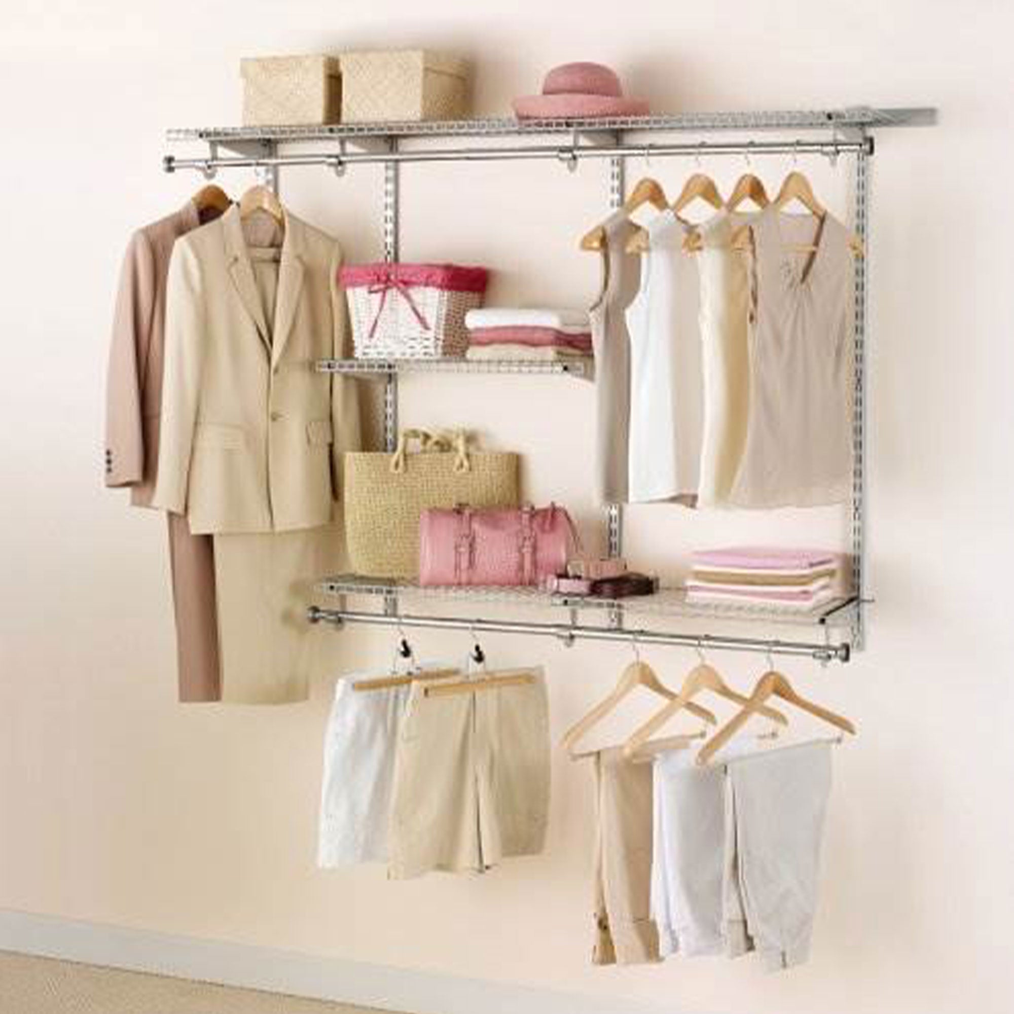Rubbermaid Configurations 3-6 Feet Custom DIY Closet Organizer Kit, Titanium - VMInnovations