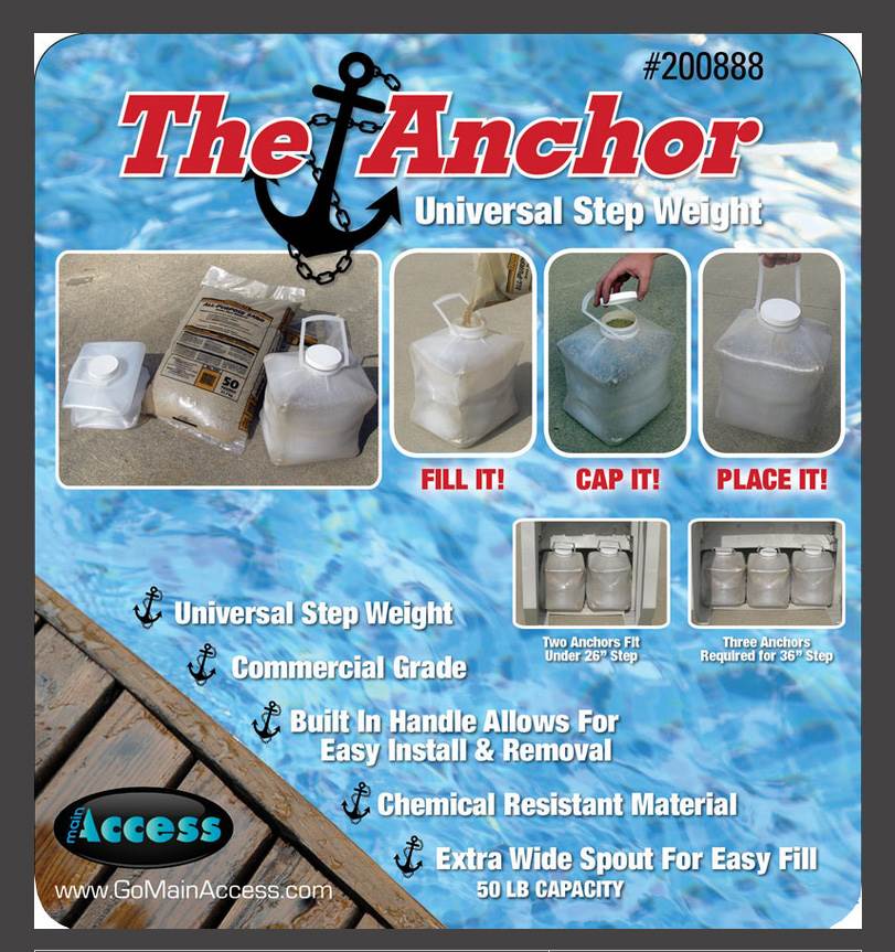 3) Main Access 200888 Universal Anchors Swimming Pool Ladder Step Sand Weights