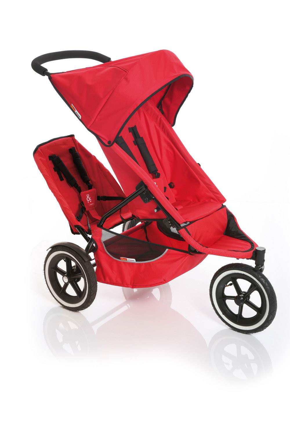 Phil & Teds Classic Inline Folding Baby Stroller w/ Double Seat - Red - Open Box