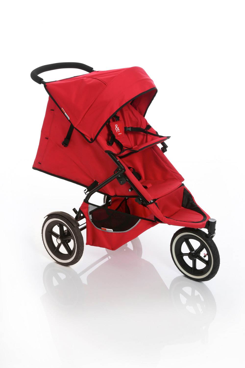 Phil & Teds Classic Inline Folding Baby Stroller w/ Double Seat - Red - Open Box