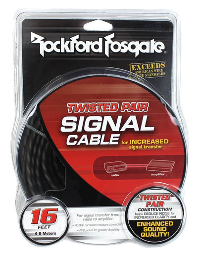Rockford Fosgate RFI-16 16' Twisted 2 Ch RCA Car Audio Signal Cable (Open Box)