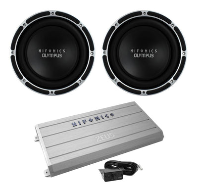 2) Hifonics OLM800D2 12" 3200W Dual Car Subwoofers + ZRX3200.1D 3200W Mono Amp