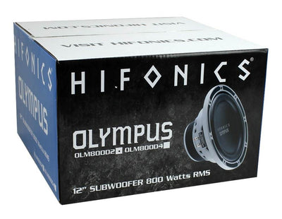 2) Hifonics OLM800D2 12" 3200W Dual Car Subwoofers + ZRX3200.1D 3200W Mono Amp