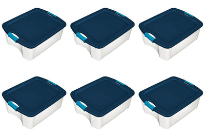 Sterilite 12 Gal Latch and Carry Stackable Storage Bin with Latching Lid, 6 Pack - VMInnovations