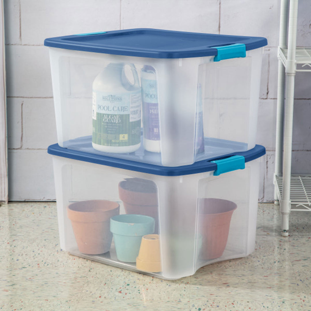 Sterilite 18 Gallon Stackable Latch and Carry Storage Container, Clear (6 Pack)