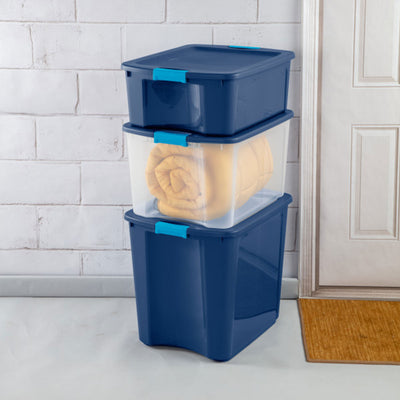 Sterilite Latch & Carry 18 Gallon Plastic Stacking Storage Tote w/ Lid, 18 Pack - VMInnovations