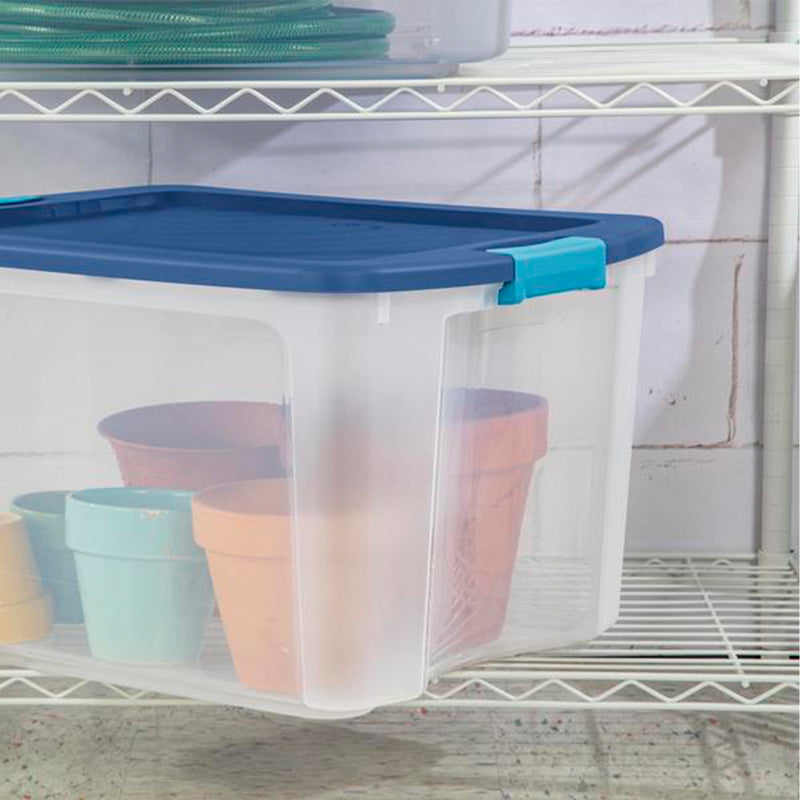 Sterilite 18 Gallon Stackable Latch and Carry Storage Container, Clear (6 Pack) - VMInnovations