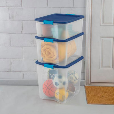 Sterilite 18 Gallon Stackable Latch and Carry Storage Container, Clear (6 Pack) - VMInnovations