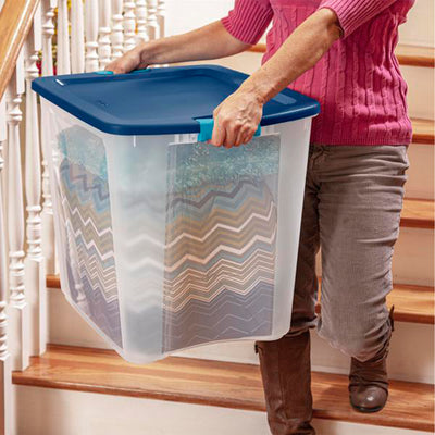 Sterilite 26 Gal Latch and Carry Stackable Storage Bin with Latching Lid, 4 Pack - VMInnovations