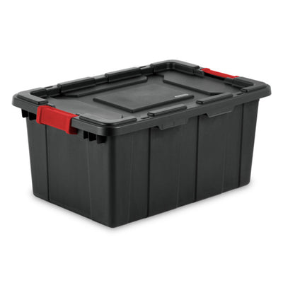 Sterilite 15 Gallon Durable Rugged Industrial Tote with Red Latches, 12 Pack - VMInnovations