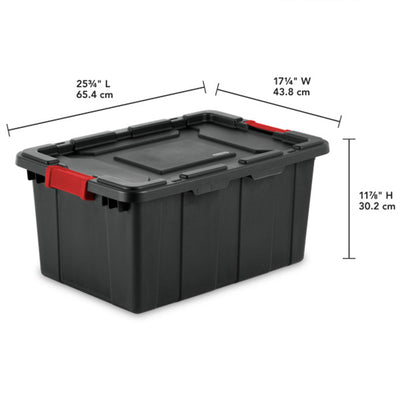 Sterilite 15 Gallon Durable Rugged Industrial Tote with Red Latches, 12 Pack - VMInnovations