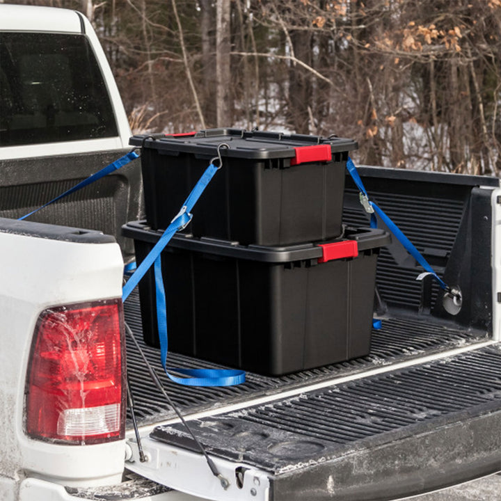 Sterilite 15 Gallon Durable Rugged Industrial Tote with Red Latches, 12 Pack