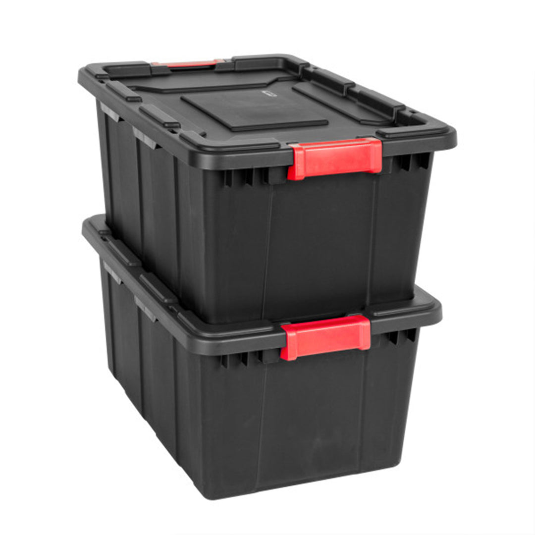 Sterilite 15 Gal Industrial Tote Stackable Storage Bin with Latching Lid, 6 Pack