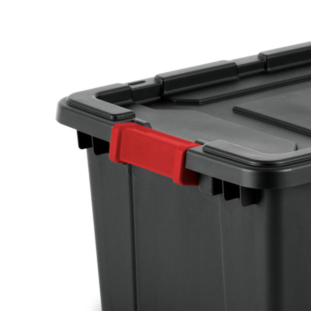 Sterilite 15 Gallon Durable Rugged Industrial Tote with Red Latches, 12 Pack