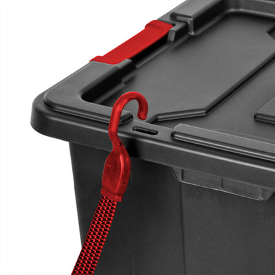 Sterilite 27 Gallon Durable Rugged Industrial Tote w/Red Latches, Black (8 Pack) - VMInnovations