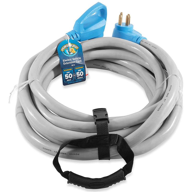 Camco 50 Amp Extension Cord PowerGrip Handles for Electric Vehicles, 30&