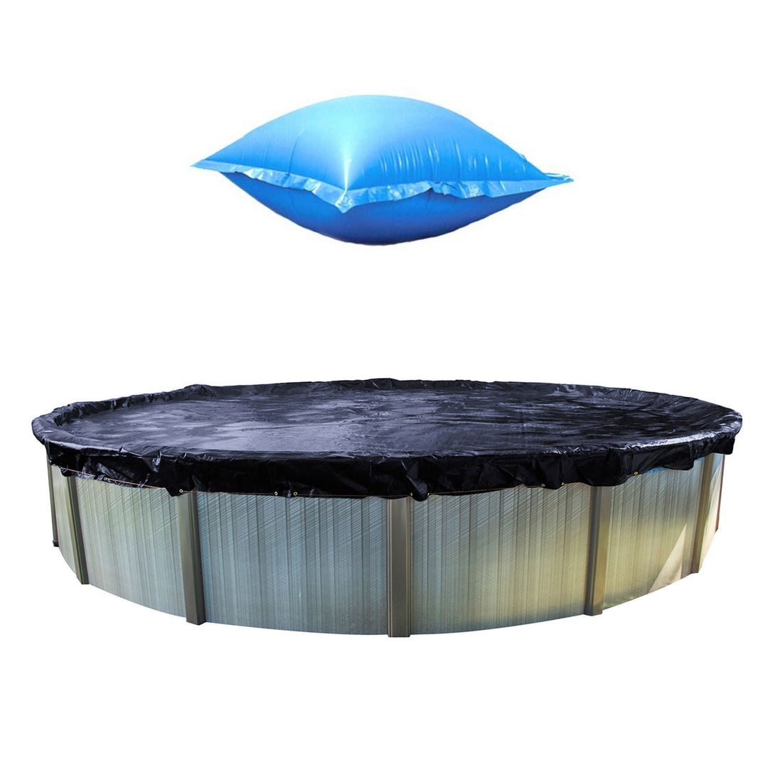 Swimline 24 Ft Round Above Ground Winter Pool Cover w/ 4'x8' Closing Air Pillow