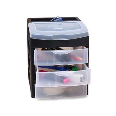 1)Sterilite 3 Slide Out Drawer Table Desktop Storage Unit Clear Black (Open Box)