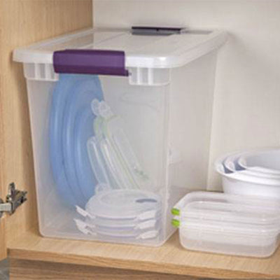 Sterilite 66 Quart Latch Lid Tote, 6 Pack, and 27 Quart Latch Lid Tote, 6 Pack - VMInnovations