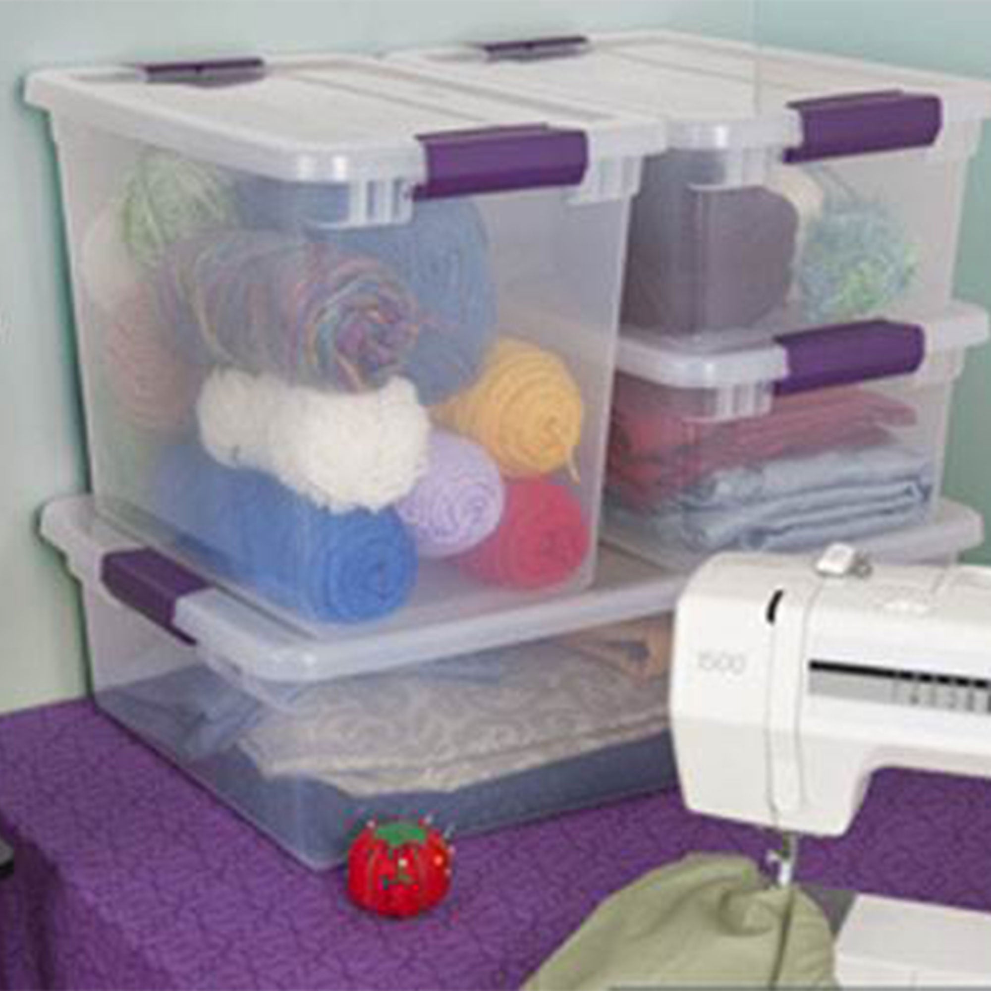 Sterilite 66 Quart Latch Lid Tote, 6 Pack, and 27 Quart Latch Lid Tote, 6 Pack - VMInnovations