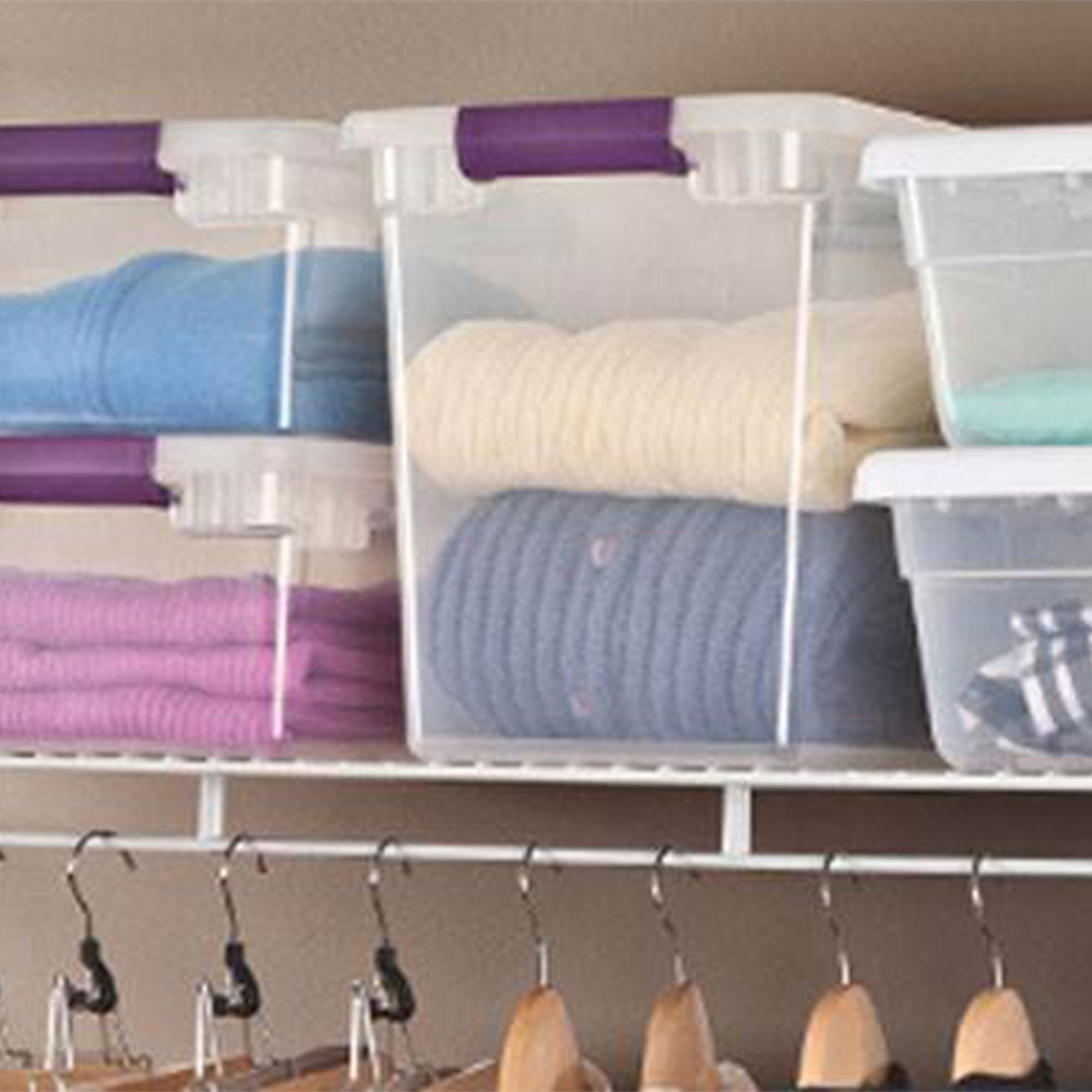 Sterilite 27 Quart Latch Lid Tote, 12 Pack, and 6 Quart Latch Lid Tote, 24 Pack - VMInnovations