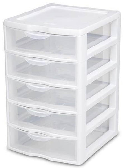 Sterilite Clearview Small 5 Drawer Desktop Storage Unit White (Open Box)