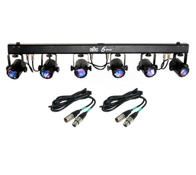 CHAUVET 6SPOT 6 Head LED Effect RGB Stage Spot Light Bar w/Case & 25' DMX Cables
