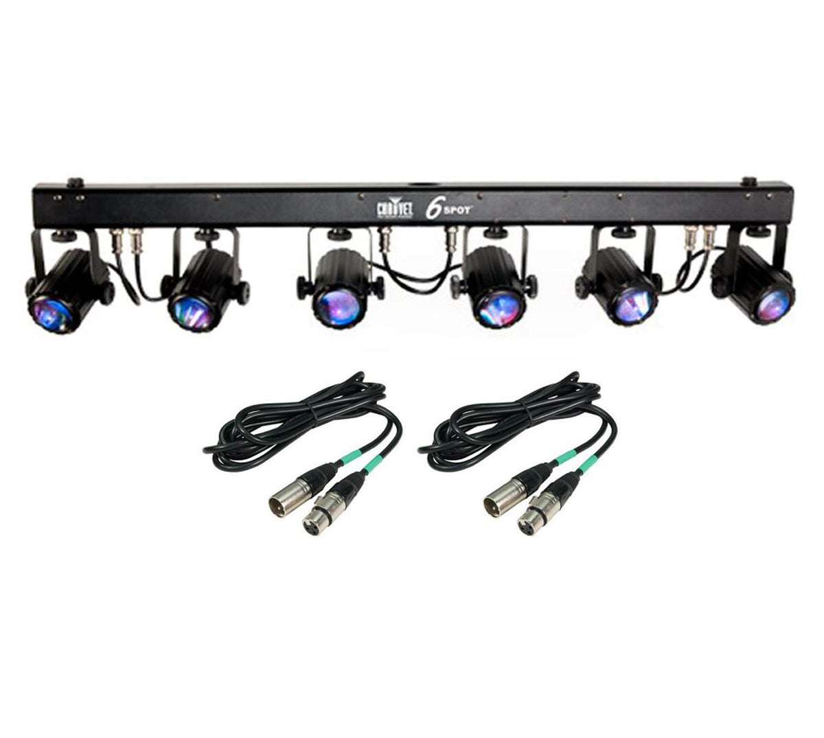 CHAUVET 6SPOT 6 Head LED Effect RGB Stage Spot Light Bar w/Case & 25' DMX Cables