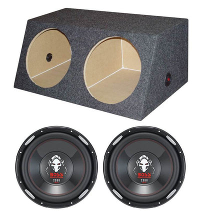2) New Boss P126DVC 12" 4600W Car Power Subwoofers + Dual Sealed Angled Sub Box